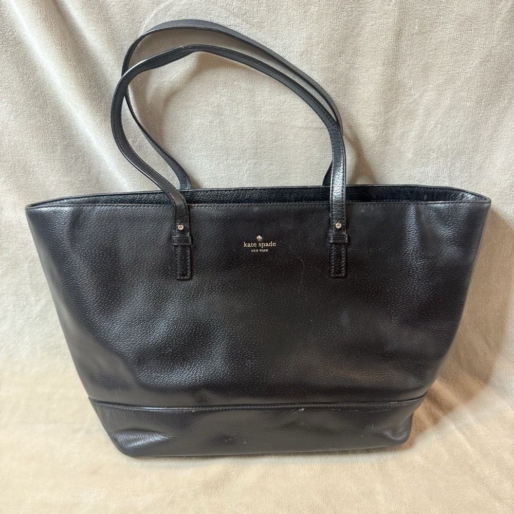 Kate Spade Womens Leather Lined Full Zip Top Handle Tote Black Bag